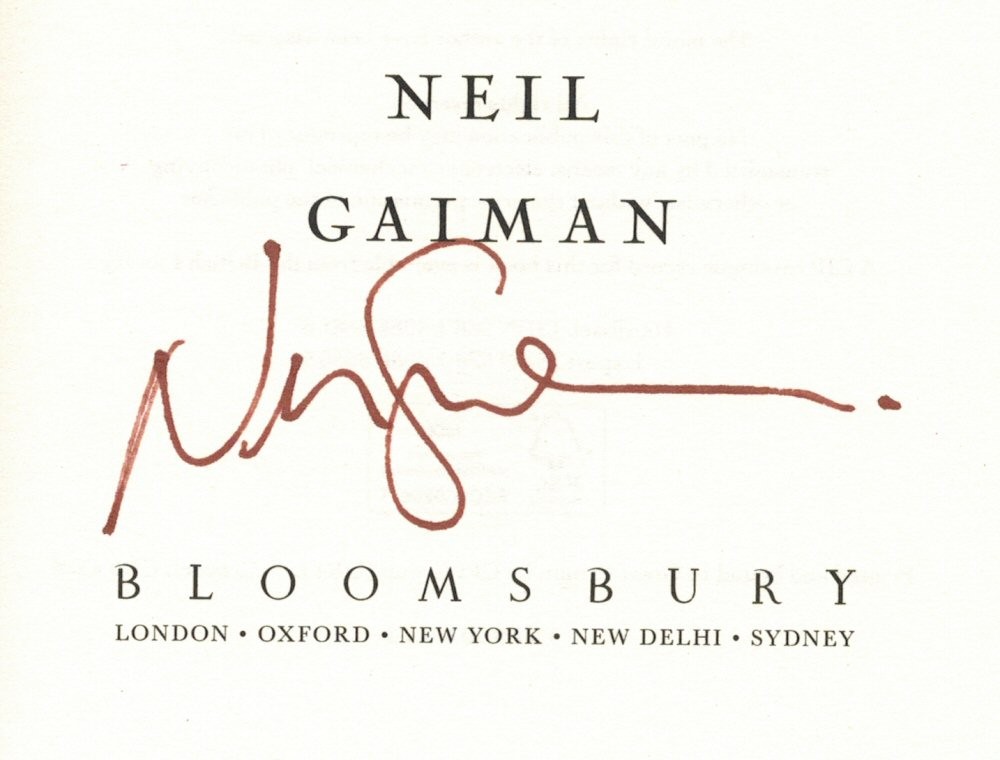 Actual Neil Gaiman signature. Image from Coles