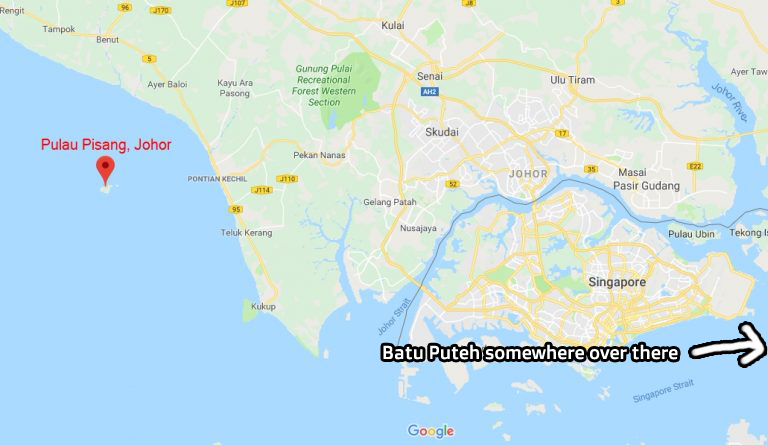 Where Pulau Pisang is at. Img from Google Maps.