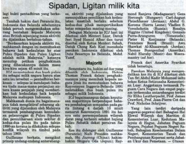 Newspaper clipping of Utusan Malaysia from 18th December 2002. Img from Institute of Land and Survey (INSTUN)