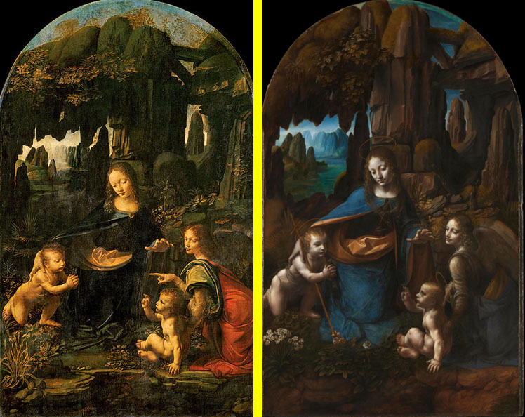 Louvre version on the left; London version on the right.