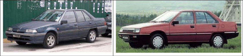 A Saga on the left and the Mitsubishi Lancer Fiore it was based on on the right. Image from Richard Baldwin