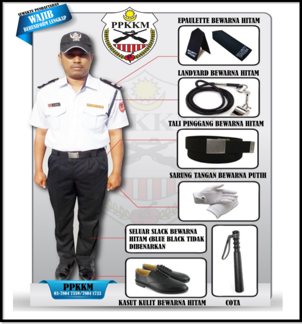 Security guard uniform is provided by private companies. Screengrab from ppkkm.com