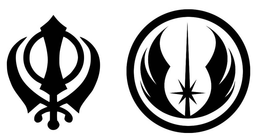 Even their symbols are similar! (left: Khanda of Sikhism, right: symbol of Jedi Order).