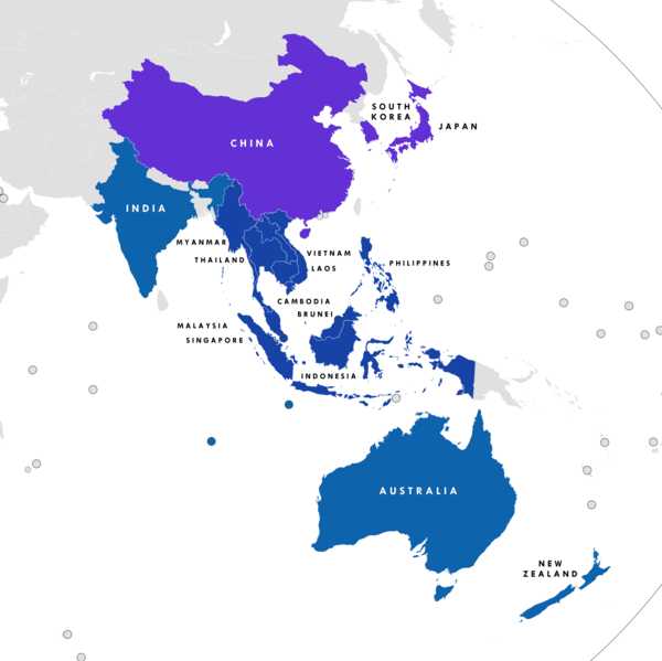 The potential countries involved in the RCEP so far. Image from Wikipedia Commons