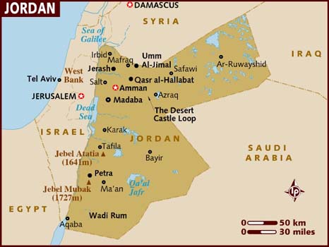 Jordan shares its Western border with Israel. Image from: Lonely Planet