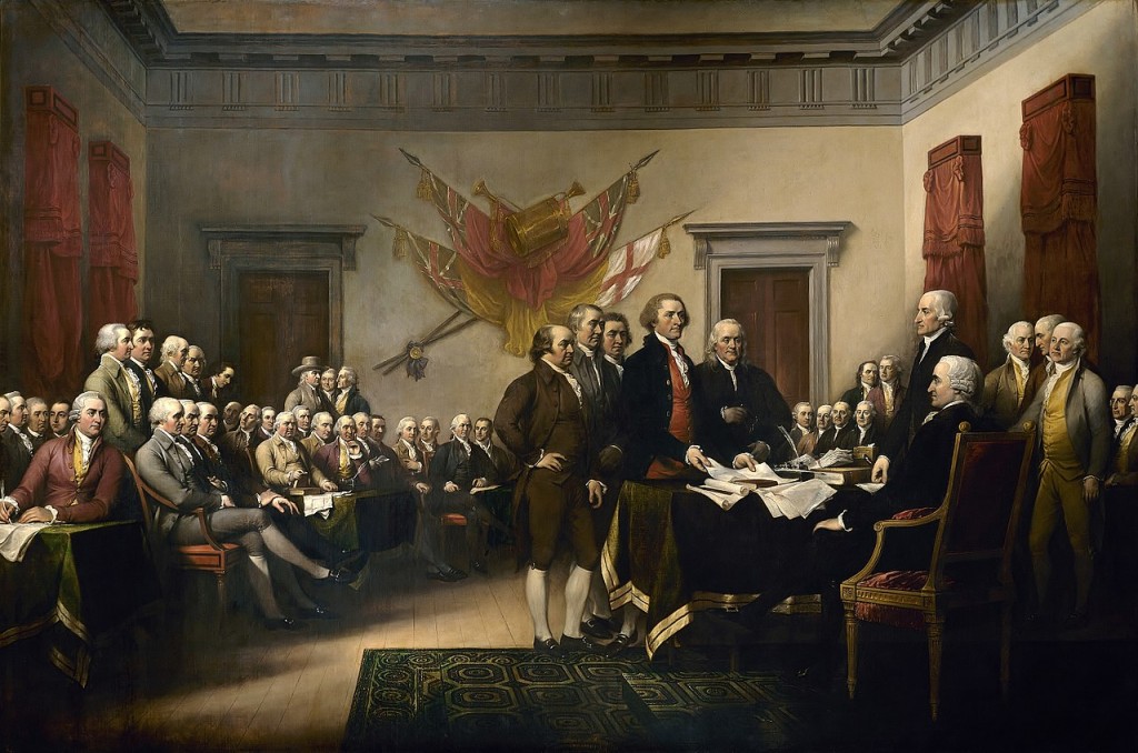 John Trumbull’s painting ‘Declaration of Independence’, depicting the drafting of the American Declaration of Independence in Congress. Image from: Wikipedia