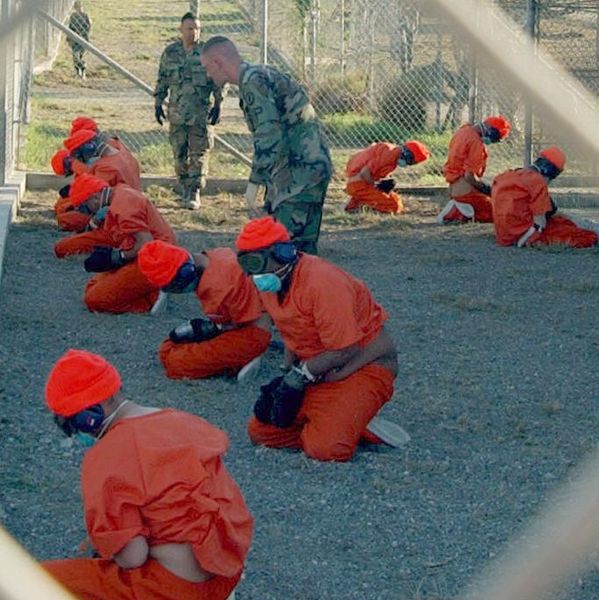 Gitmo detainees at the detention center. Image from Wiki Commons