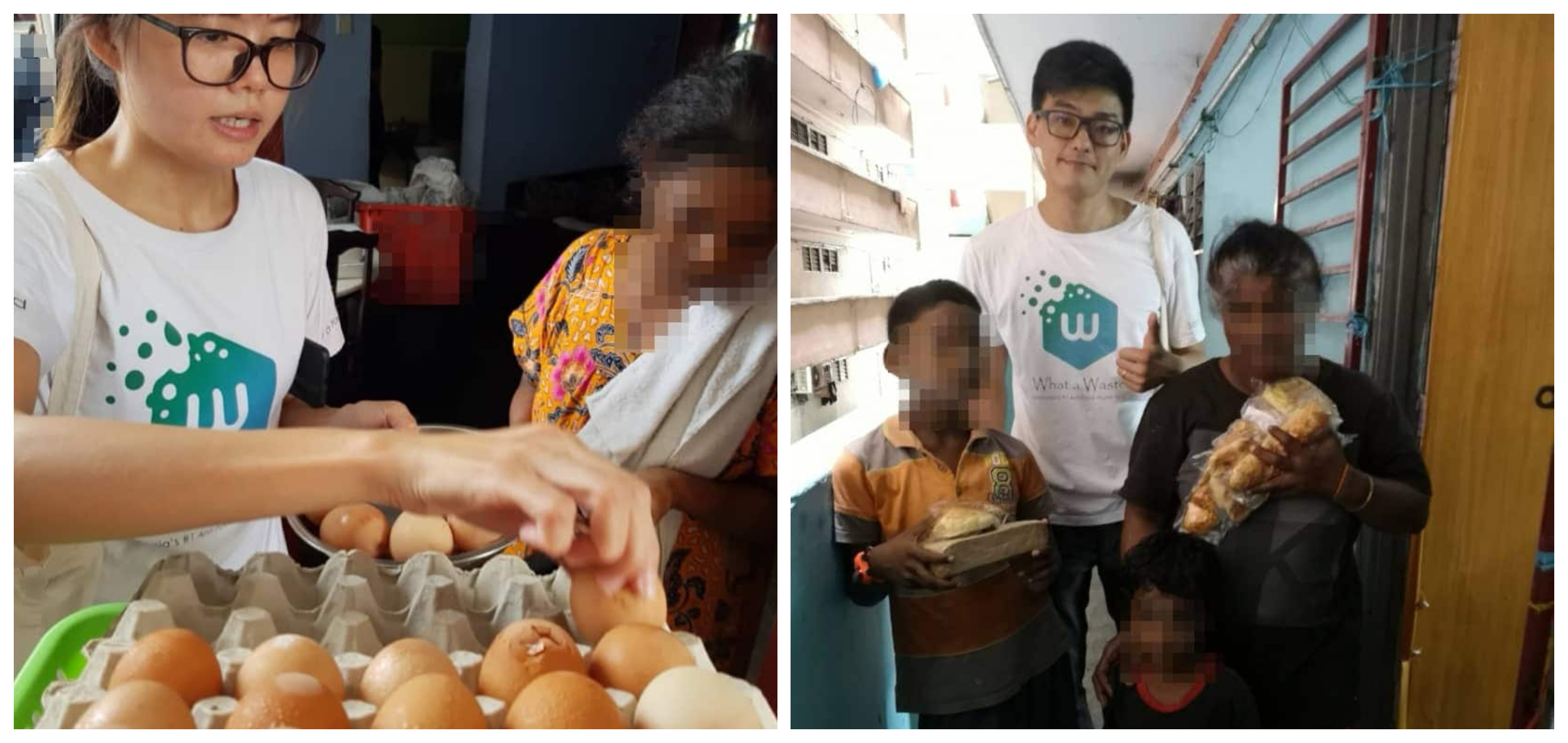 Angela Tan (left) and Alvin Chen (right) with the people they helped.