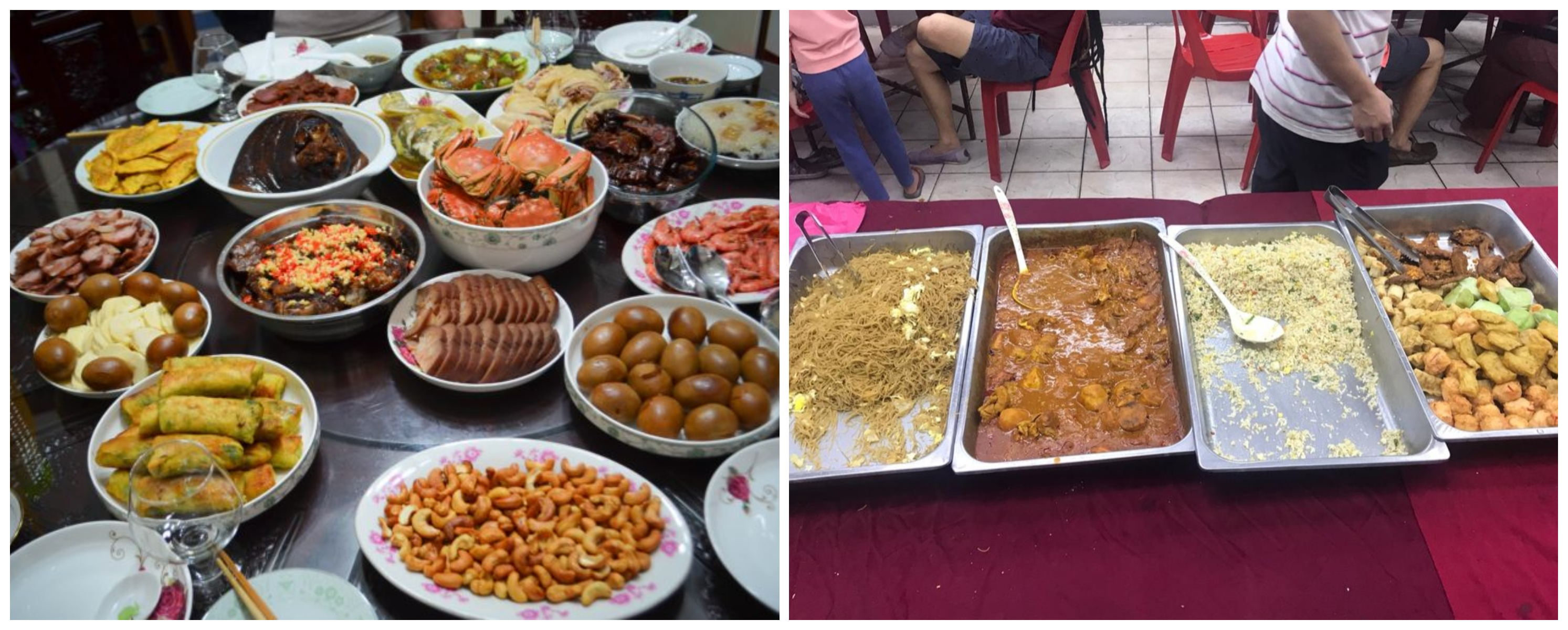 See what we mean? CNY food (left) vs leftovers (right). Images from LA Weekly and What A Waste