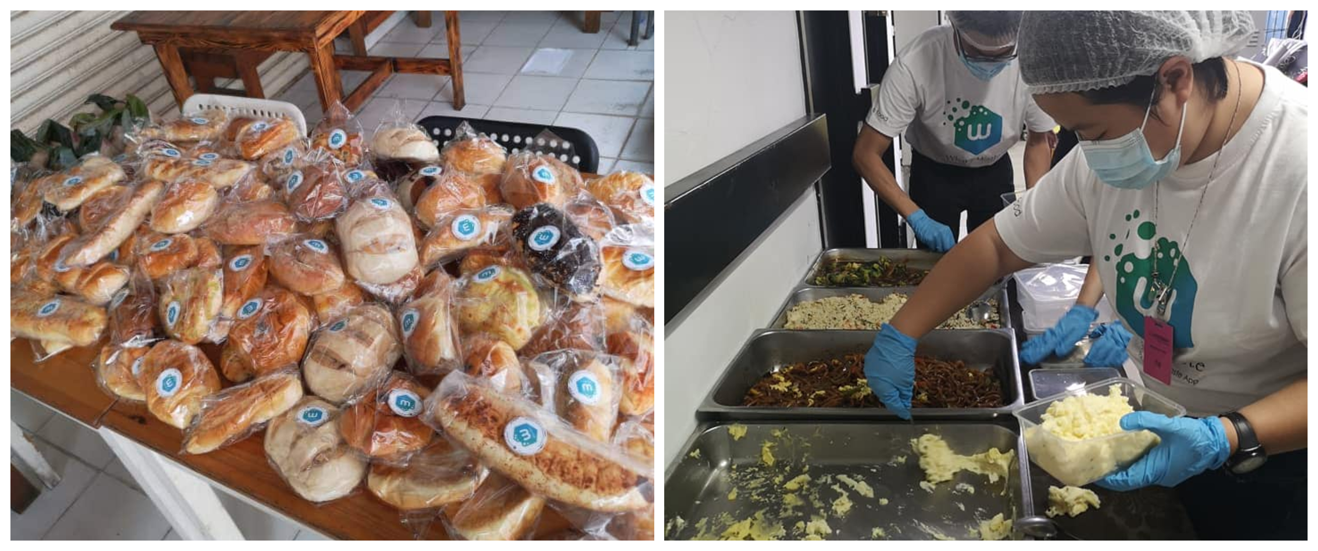 Food rescued from a bakery shop (left) and wedding (right). Images from What A Waste