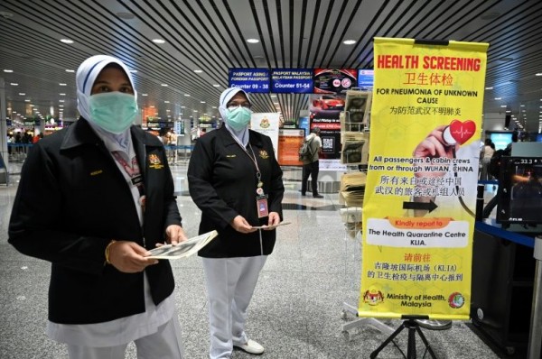 Coronavirus screening in KLIA for arriving passengers. Image from Yahoo Sports