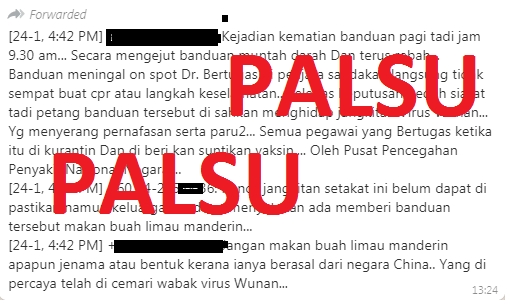 One of the many fake news on coronavirus that have been circulated online. Img from Soya Cincau