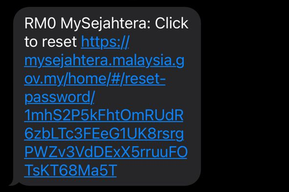 Mysejahtera reset password link
