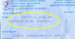 This Malaysian applied for a RM20K grant from MARA, but had to pay RM10K for it