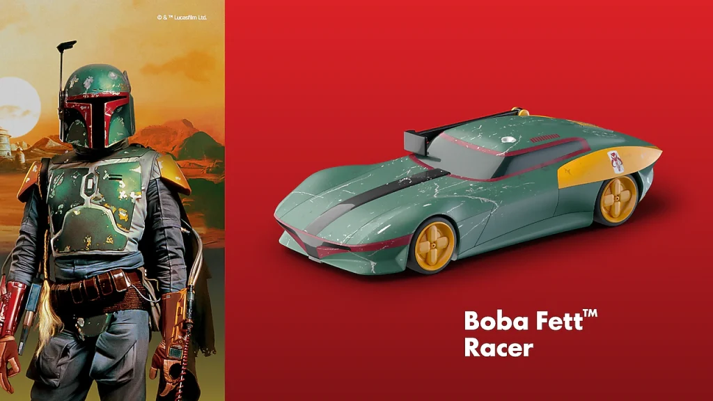 Fun fact: The Boba Fett Racer is the only model that comes with a dent, following the signature dent on his helmet