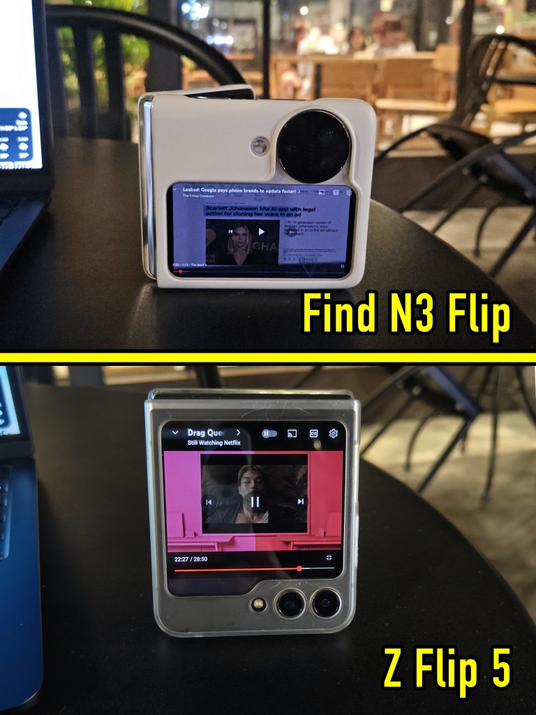 Oppo Find N3 Flip vs Samsung Z Flip 5 cover screen for YouTube