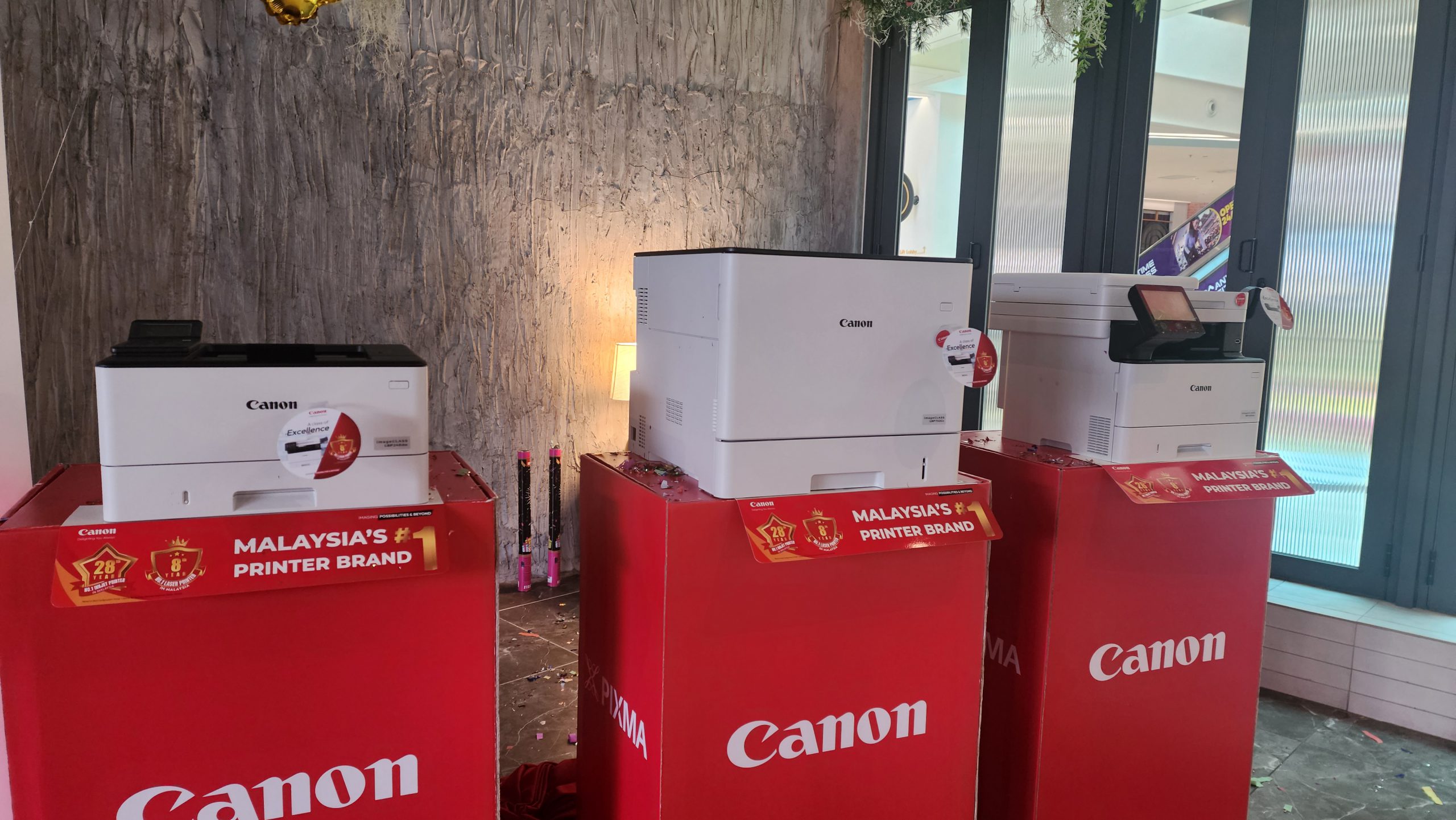 A lineup of Canon's new laser rpinters