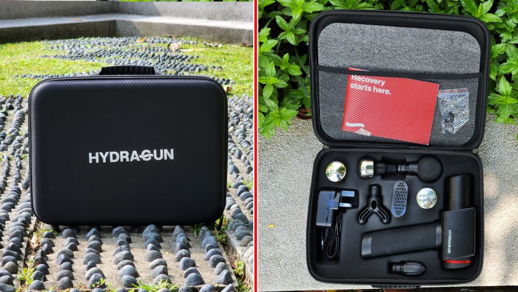 Hydragun Massage Gun carrying case and accessories
