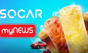 A SOCAR and myNEWS promotion where customers can get a free Maru iced Sparkler Series Drink