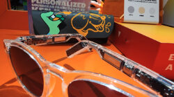 These JBL sunglasses are actually…  really tiny headphones